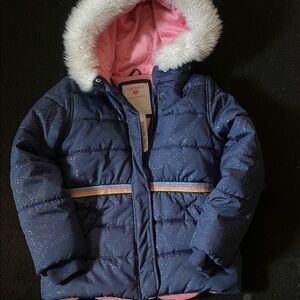 Carter's Sparkly Blue Puffer Jacket with Pink Hood